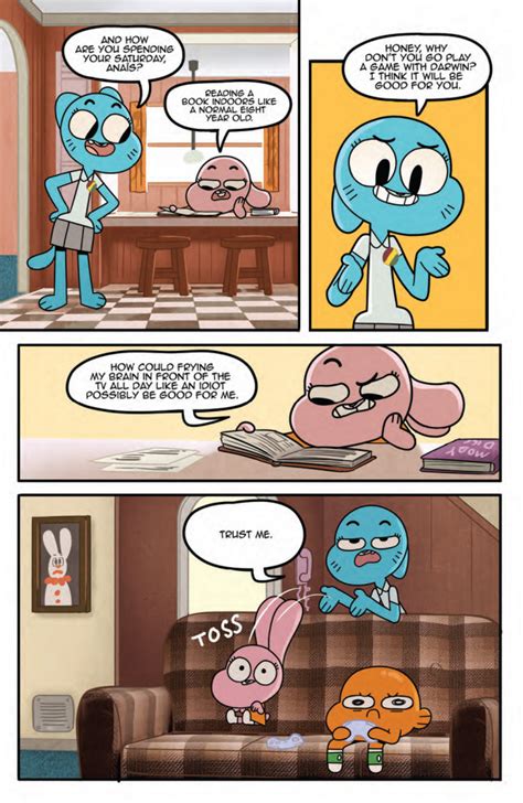 Darwin is <strong>Gumball</strong>'s adoptive younger brother and best friend. . Amazing world of gumball pron